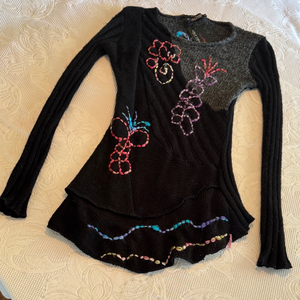 Forla Paris multi color Knit Sweater with Cool stitched Accents